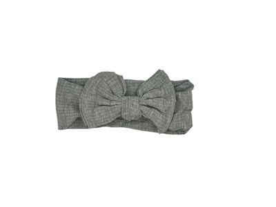 Baby hoofdband - haarband - meisjes - elastisch - met knoop en strik - grijs