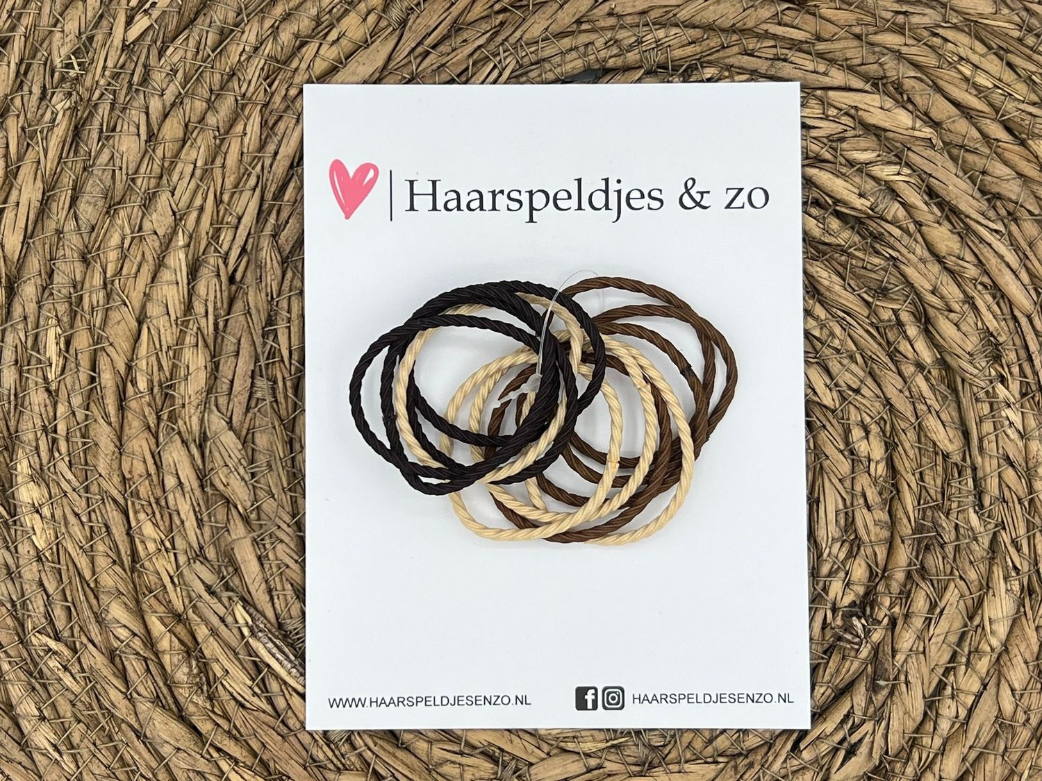 Haarelastiek - set van haarelastiekjes - gevlochten - 12 stuks - bruintinten