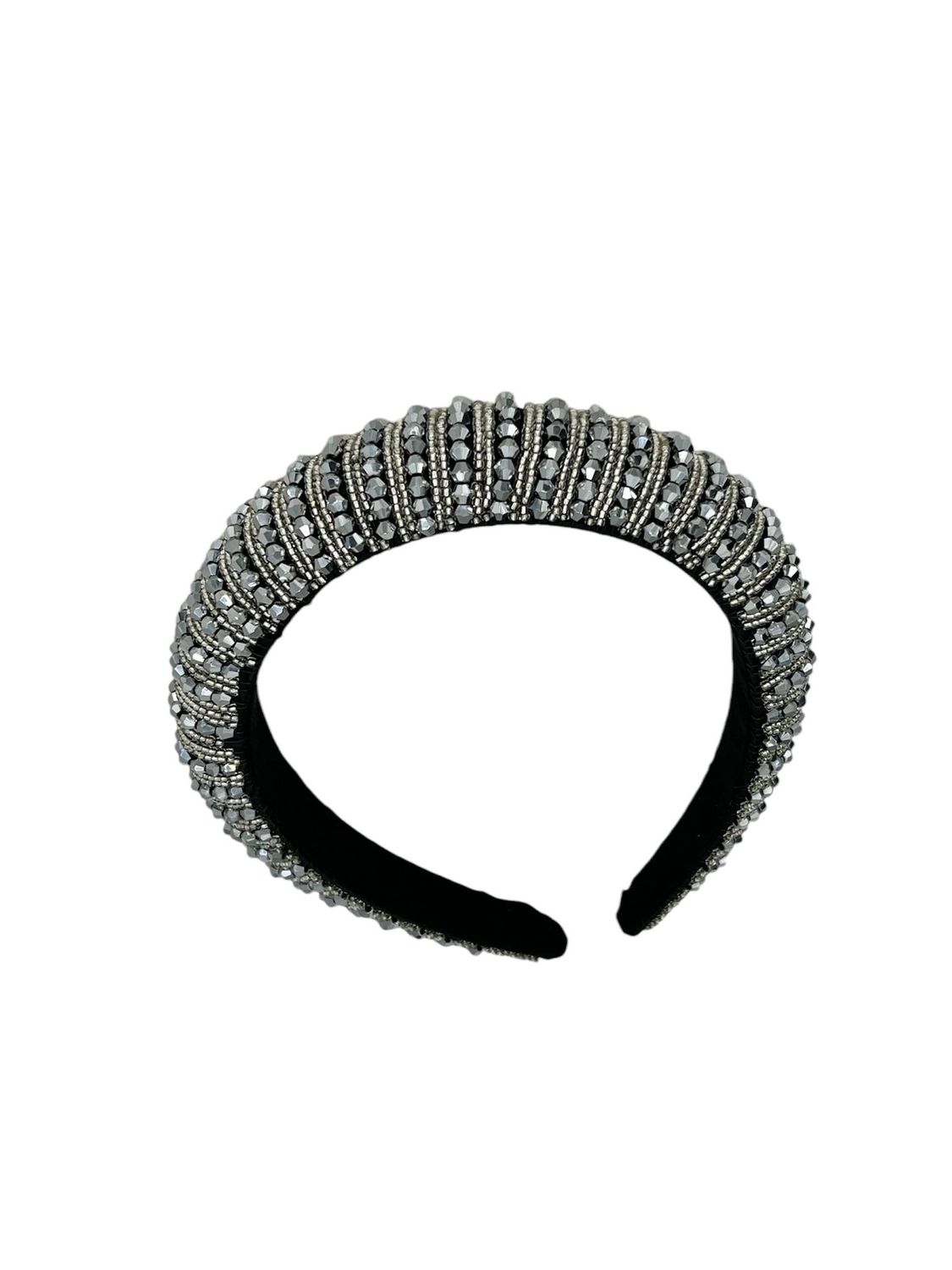 Diadeem - haarband - haaraccessoire - kinderen - volwassenen - kerst - feestdagen - kralen - glitters - glimmend - zilver/grijs