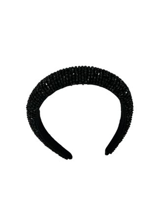 Diadeem - haarband - haaraccessoire - kinderen - volwassenen - kerst - feestdagen - kralen - glitters - glimmend - zwart