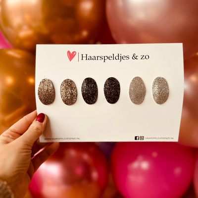 Haarspeldje antislip - baby&#39;s - kinderen - meisjes - setje 65 - mix - imitatieleer - glitters - kerst - feestdagen - zwart - goud - zilver