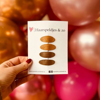 Haarspeldjes Yara setje 10 - glitters - klikklakspeldje - bruin - kerst - feestdagen - 3 cm speldjes