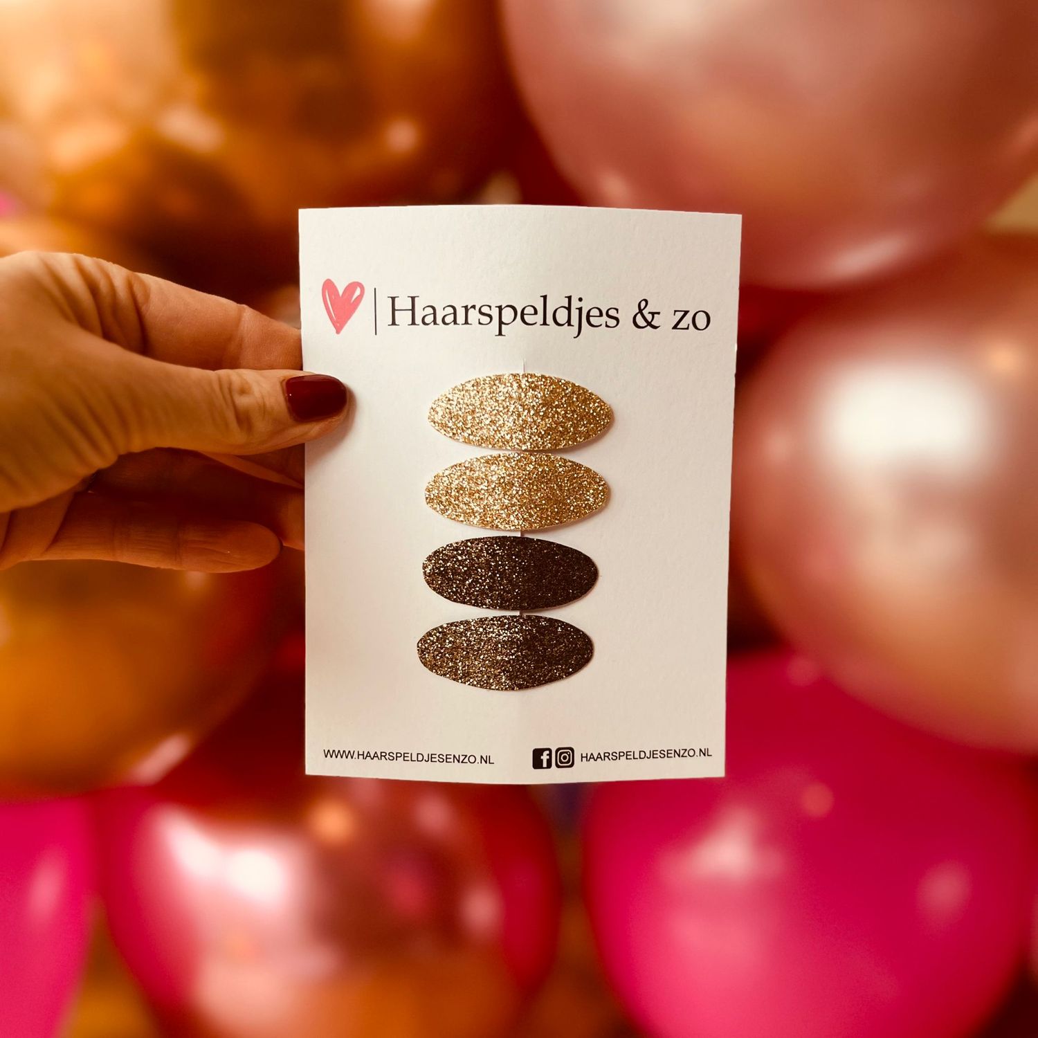 Haarspeldjes Yara setje 8 - glitters - klikklakspeldje - goud - kerst - feestdagen - 4 cm speldjes