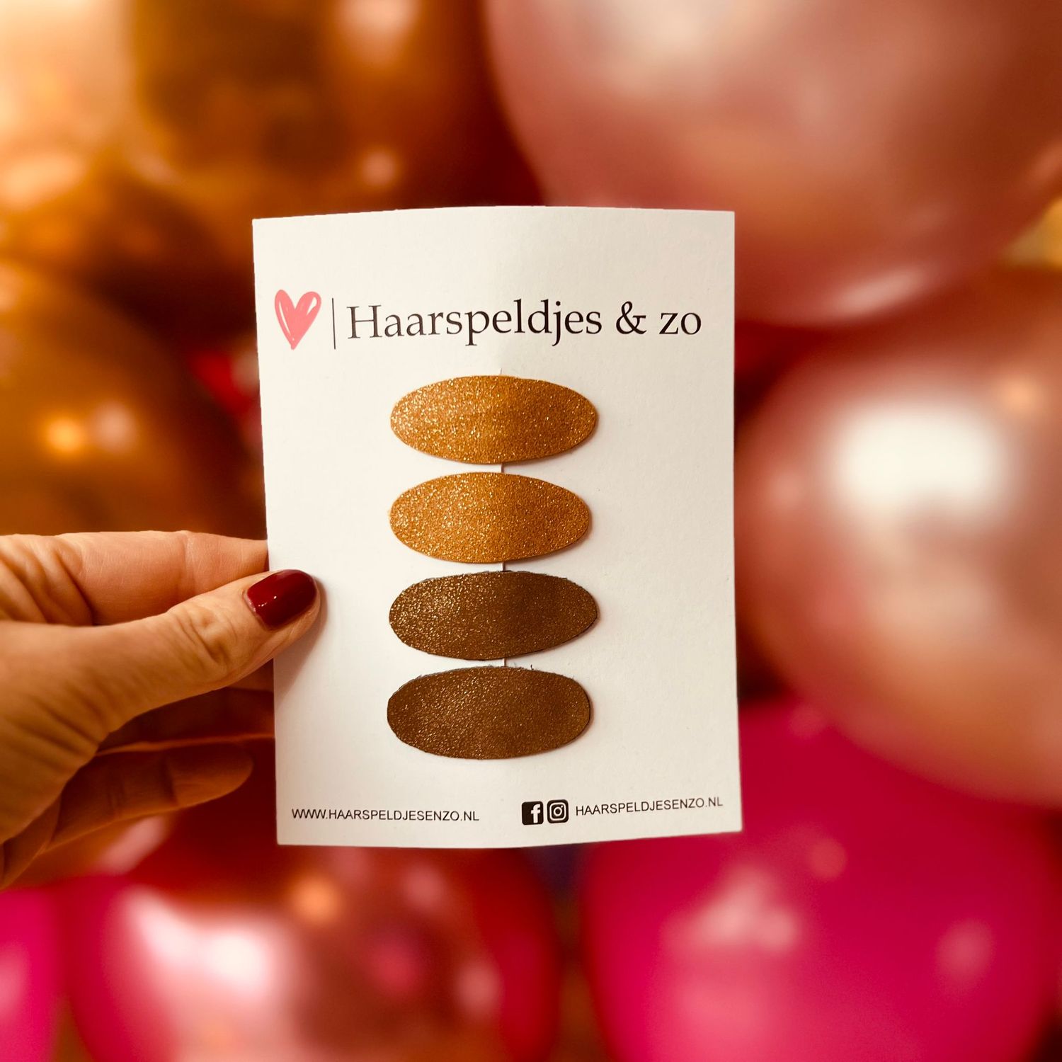 Haarspeldjes Yara setje 10 - glitters - klikklakspeldje - bruin - kerst - feestdagen - 4 cm speldjes