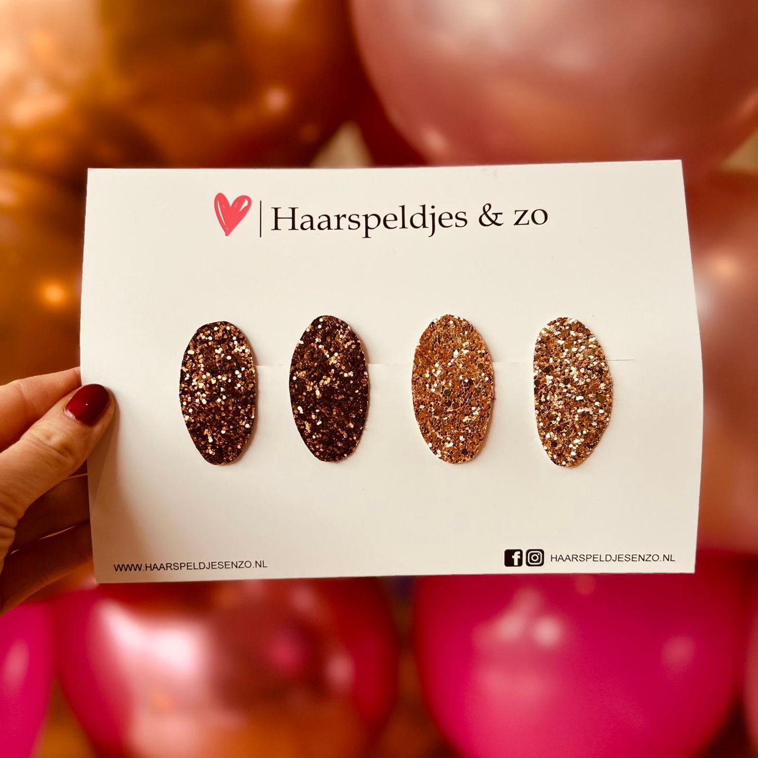 Haarspeldjes Yara setje 5 - chunky glitters - klikklakspeldje - taupe - bruin - kerst - feestdagen - 5 cm speldjes