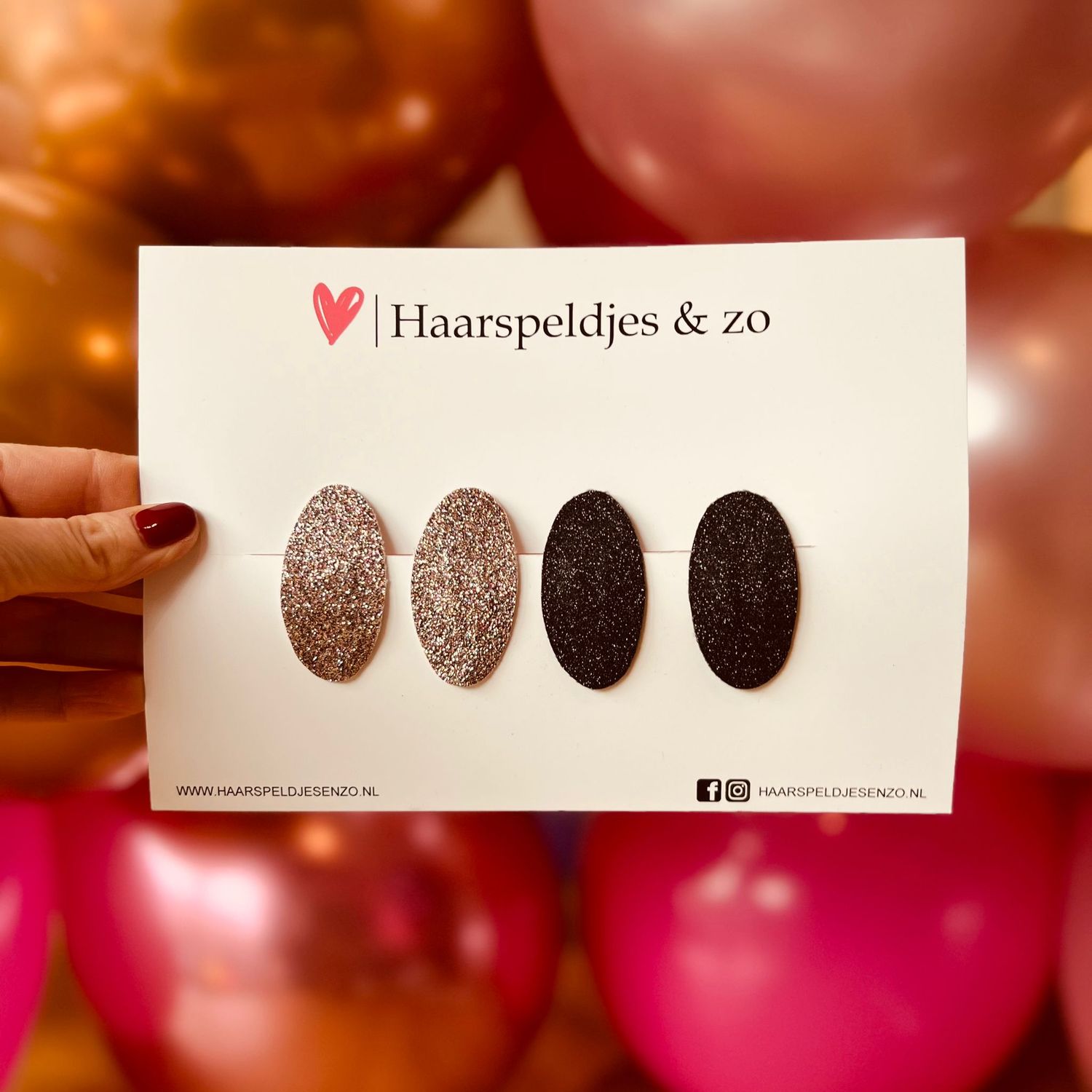 Haarspeldjes Yara setje 7 - glitters - klikklakspeldje - zwart - disco - kerst - feestdagen - 5 cm speldjes