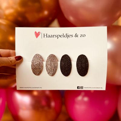 Haarspeldjes Yara setje 7 - glitters - klikklakspeldje - zwart - disco - kerst - feestdagen - 5 cm speldjes