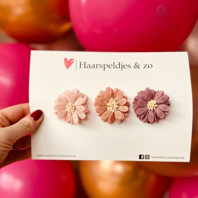 Haarspeldje antislip - baby&#39;s - kinderen - meisjes - setje 63 - mix - bloemen - blossem - try-out - roze en paars