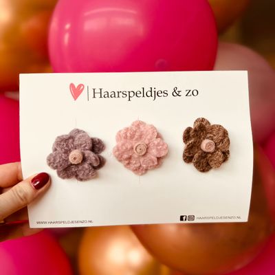 Haarspeldje antislip - baby&#39;s - kinderen - meisjes - setje 59 - mix - bloemen - blossem - try-out - roze/paars/bruin