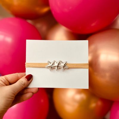 Baby haarbandje - elastiek - met sterretjes - zilver - kerst – feestdagen