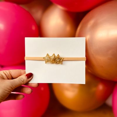 Baby haarbandje - elastiek - met sterretjes - goud - glitters - kerst – feestdagen