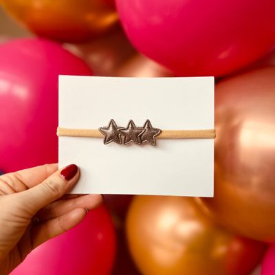 Baby haarbandje - elastiek - met sterretjes - antraciet - kerst - feestdagen