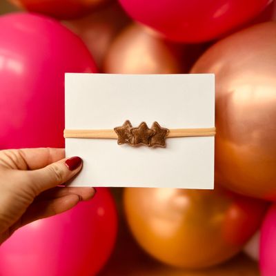 Baby haarbandje - elastiek - met sterretjes - velvet - kerst – feestdagen - grijs/bruin