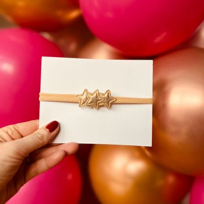 Baby haarbandje - elastiek - met sterretjes - goud - kerst – feestdagen