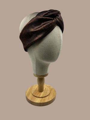 Brown shiny bandeau haarband  - met aluminiumdraad - volwassenen - vintage haarbanden - haaraccessoires - bruin - glimmend