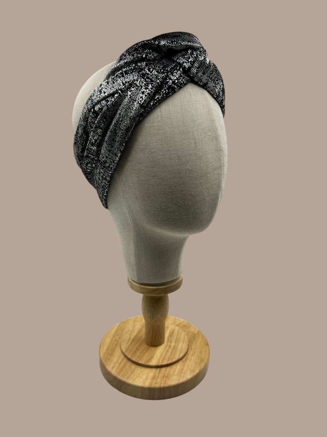 Silver shiny bandeau haarband  - met aluminiumdraad - volwassenen - vintage haarbanden - haaraccessoires - zilver/zwart - glimmend