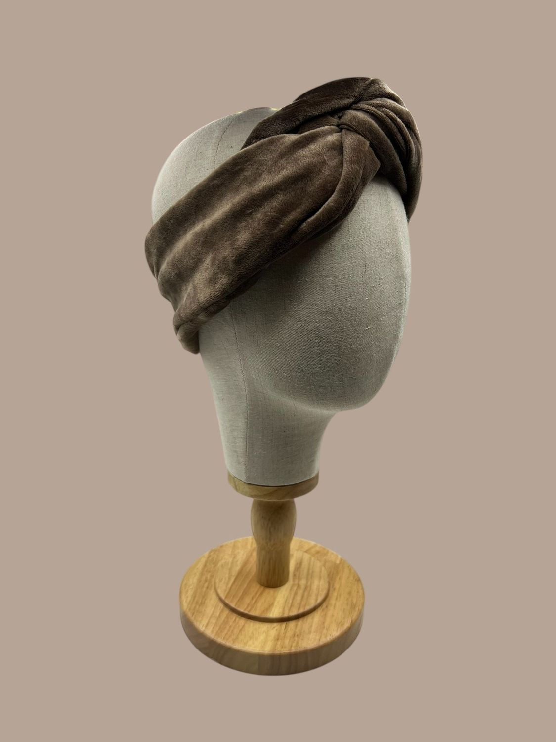 Brown velvet bandeau haarband  - met aluminiumdraad - volwassenen - vintage haarbanden - haaraccessoires - bruin - velours