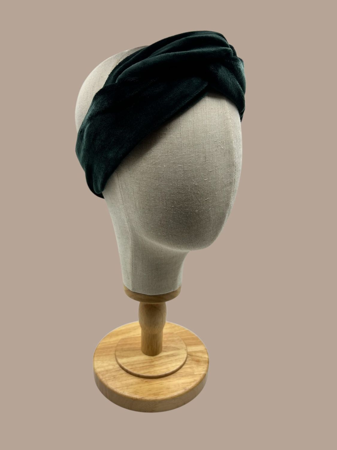 Green velvet bandeau haarband  - met aluminiumdraad - volwassenen - vintage haarbanden - haaraccessoires - donkergroen - velours
