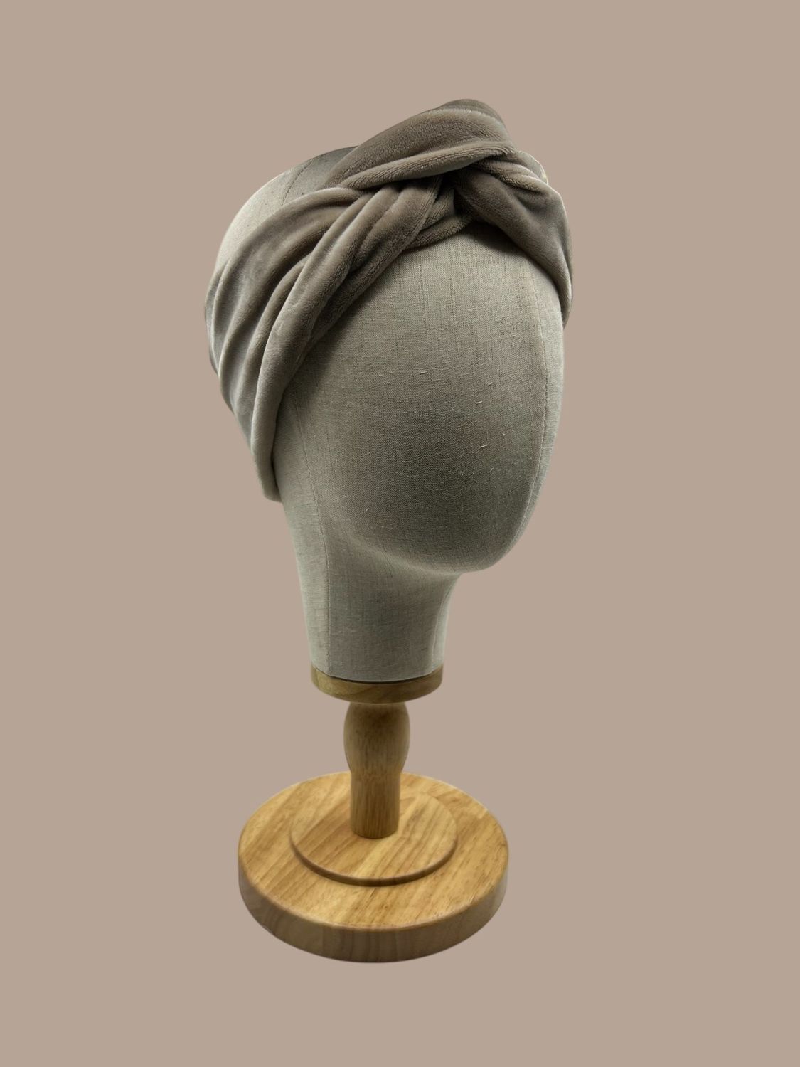 Beige velvet bandeau haarband  - met aluminiumdraad - volwassenen - vintage haarbanden - haaraccessoires - beige - velours