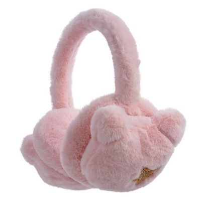 Oorwarmers kind - winter - warm - meisjes - roze - berenoortjes - met glitterster