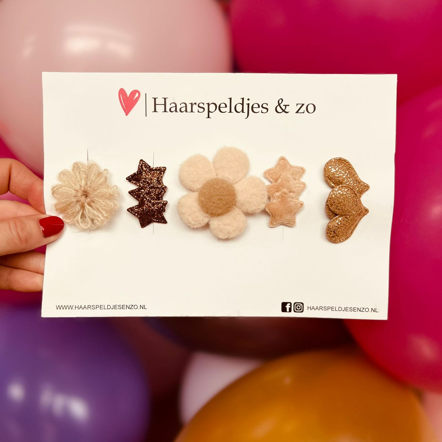 Haarspeldje antislip - baby&#39;s - kinderen - meisjes - setje 71 - mix - sterretjes - hartjes - bloemetjes - beige/bruin - kerst - feestdagen