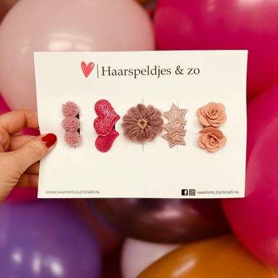 Haarspeldje antislip - baby&#39;s - kinderen - meisjes - setje 75 - mix - sterretjes - hartjes - bloemetjes - roze/paars - kerst - feestdagen