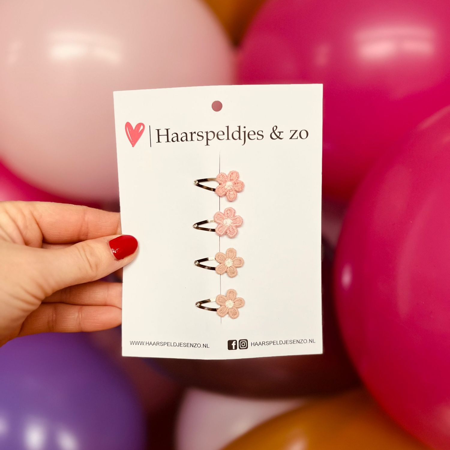 Baby haarspeldjes setje 80 - mini - 2cm groot - voor de eerste lokjes haar - bloemetjes - roze