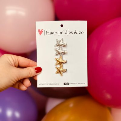 Mini clip - baby haarspeldjes setje 17 - mini - 2cm groot - voor de eerste lokjes haar - alligator clip - sterretjes - kerst - feestdagen - zilver/goud