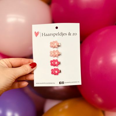 Mini clip - baby haarspeldjes setje 19 - mini - 2cm groot - voor de eerste lokjes haar - alligator clip - bloemetjes - roze