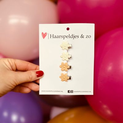 Mini clip - baby haarspeldjes setje 21 - mini - 2cm groot - voor de eerste lokjes haar - alligator clip - bloemetjes - beige/khaki