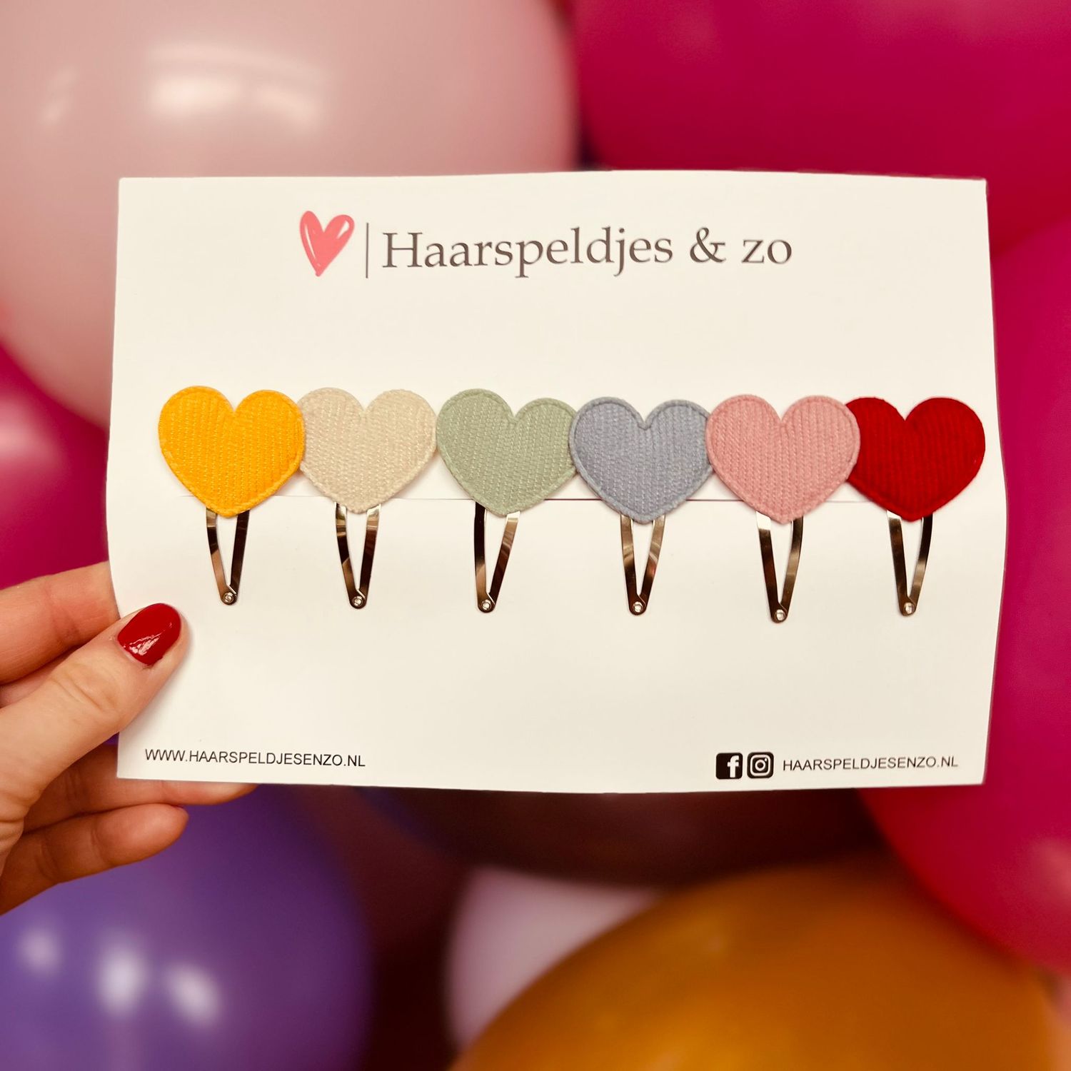 Haarspeldje rib setje 5 - rib - hartjes - 4 cm speldjes