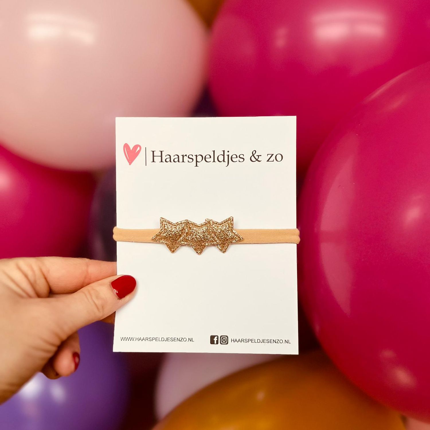 Baby haarbandje - elastiek - met sterretjes - zachtgoud - glitters - kerst – feestdagen