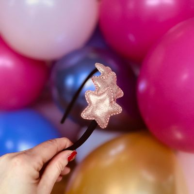 Diadeem met sterretjes - kerstcollectie - glimmend - ster – roze - zwarte diadeem