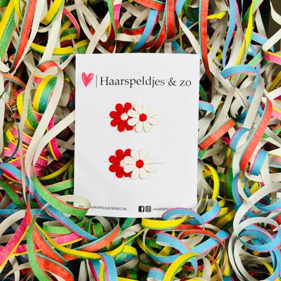 Antislip carnaval – Ut Malse Arckeldurp - rood en wit - haaraccessoires – baby’s – meisjes