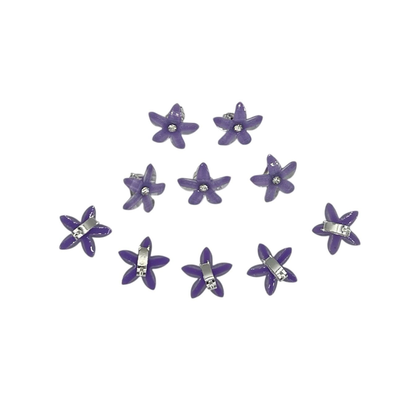 Hair candy - mini haarclipjes met bloemetjes - haaraccessoires - meisjes - lila/paars