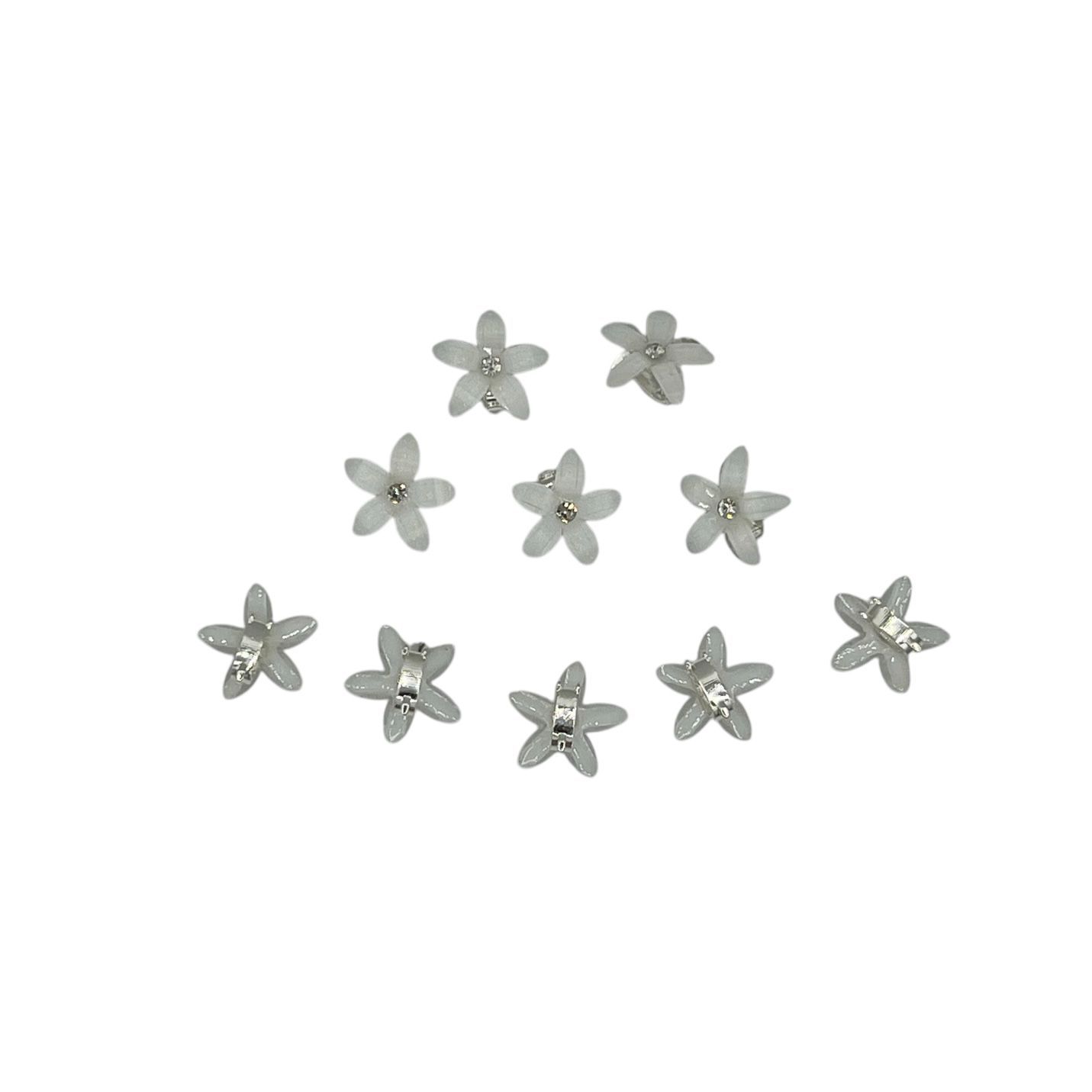 Hair candy - mini haarclipjes met bloemetjes - haaraccessoires - meisjes - wit