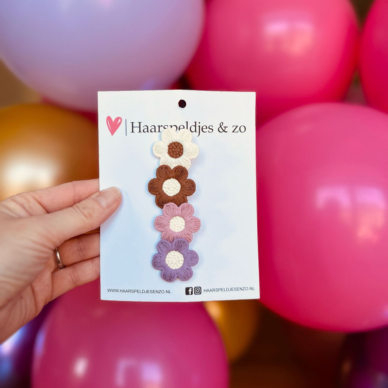 Mini clip - baby haarspeldjes - mini - 2cm groot - voor de eerste lokjes haar - alligator clip - bloemetjes - beige, bruin, roze en paars