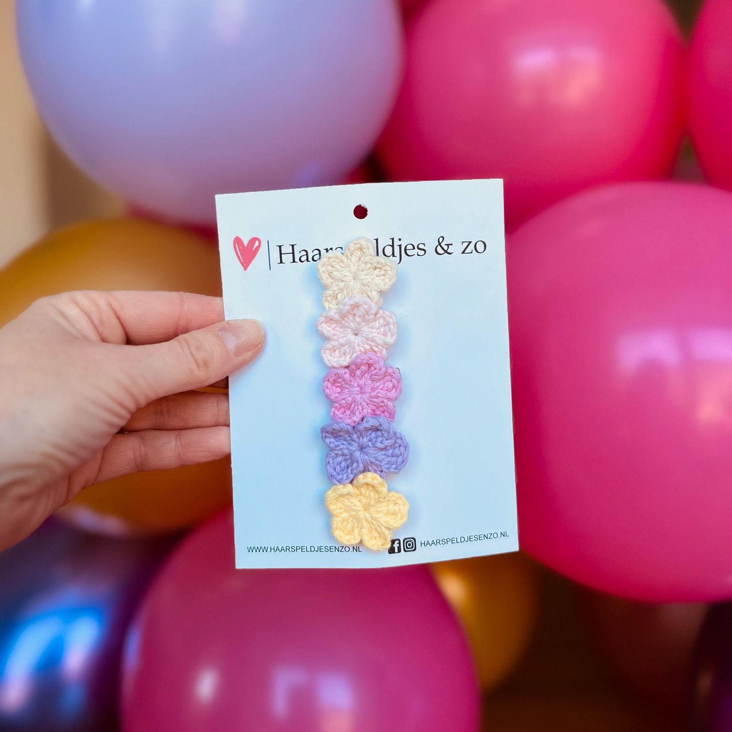 Mini clip - baby haarspeldjes - mini - 2cm groot - voor de eerste lokjes haar - alligator clip - bloemetjes - beige, roze, paars en geel