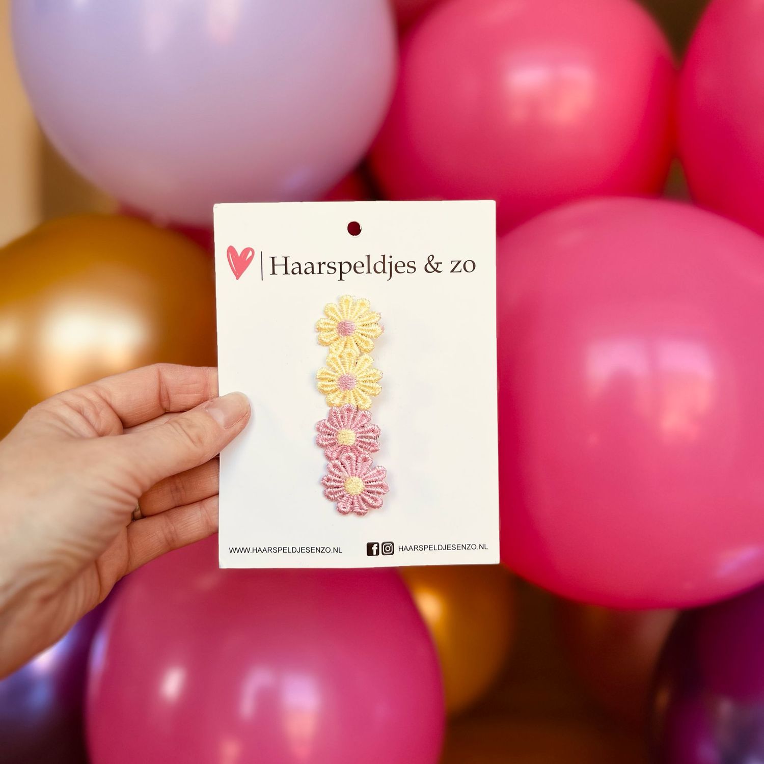 Mini clip - baby haarspeldjes - mini - 2cm groot - voor de eerste lokjes haar - alligator clip - bloemetjes - madeliefjes - geel en roze