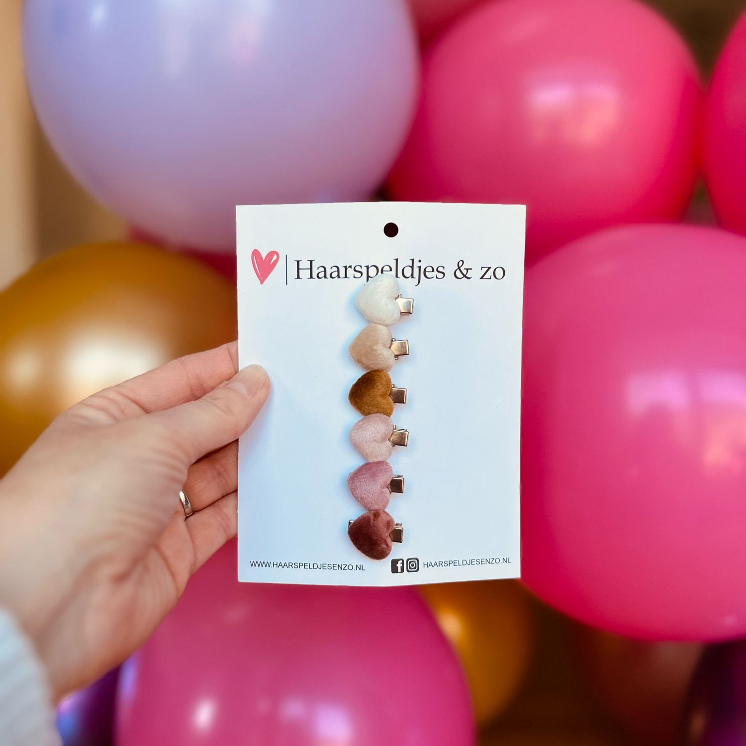 Mini clip - baby haarspeldjes - mini - 2cm groot - voor de eerste lokjes haar - alligator clip - hartjes - bruin, roze