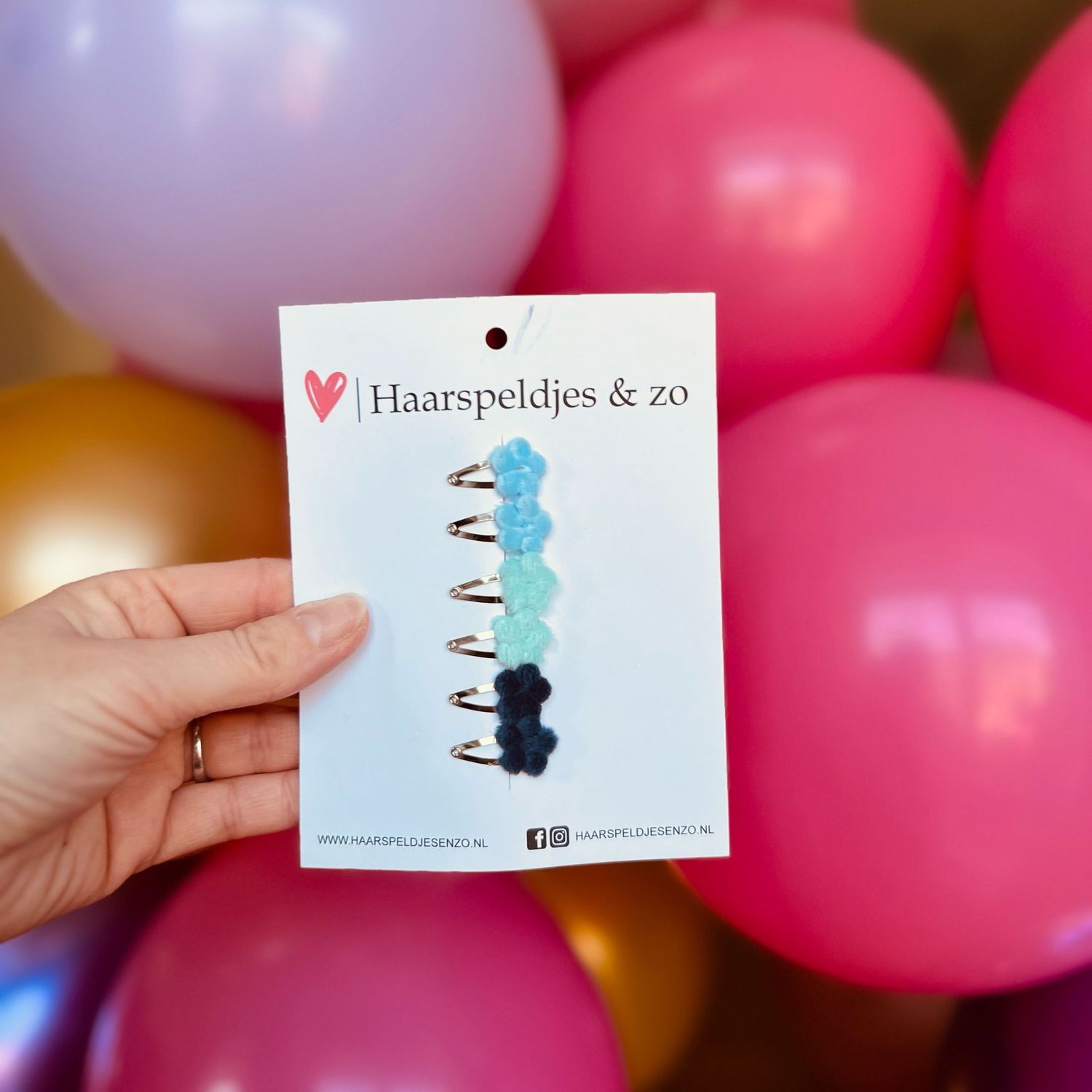 Baby haarspeldjes - mini - 2cm groot - voor de eerste lokjes haar - bloemetjes - fluffy - blauw