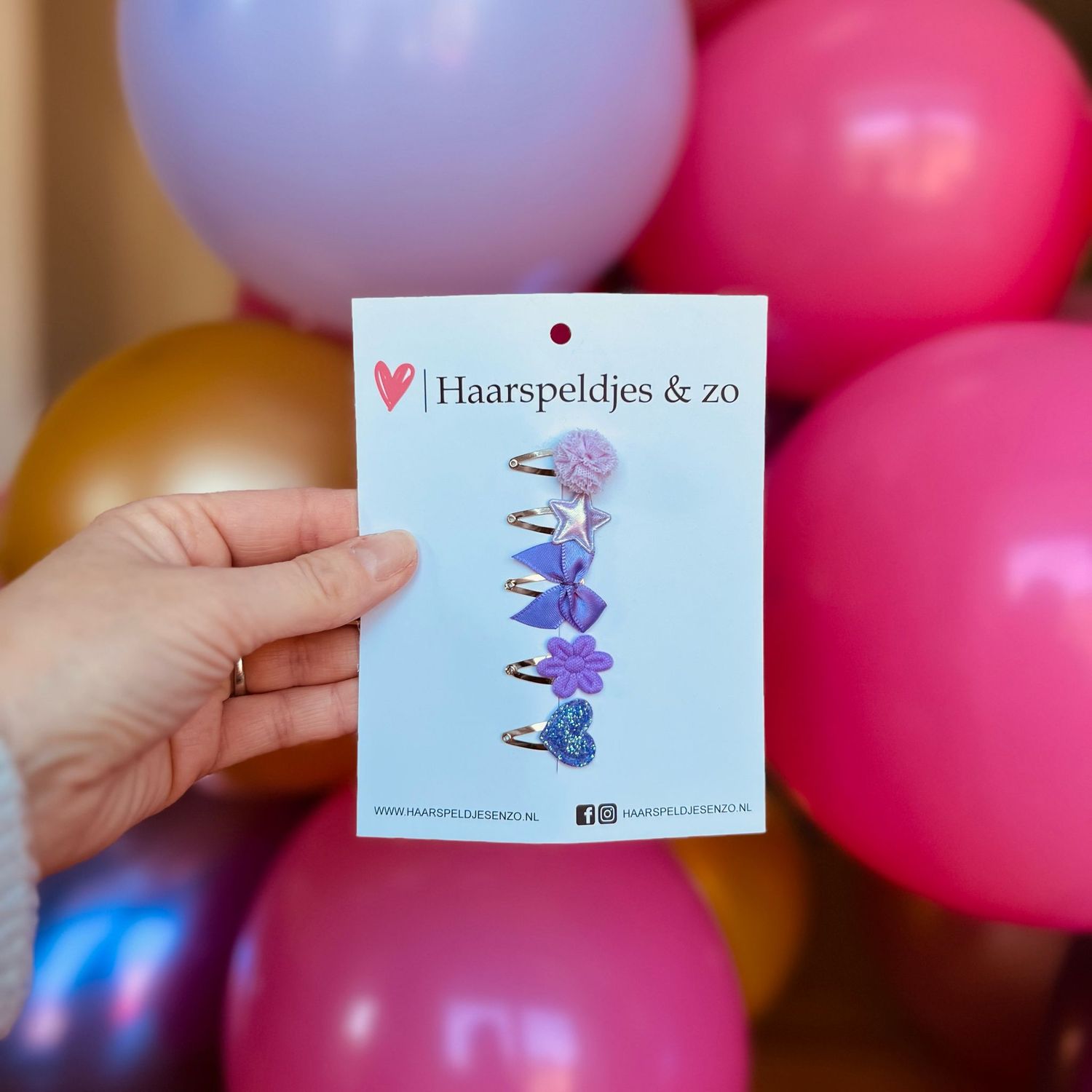 Baby haarspeldjes - mini mix - 2cm groot - voor de eerste lokjes haar - bloemetjes - paars