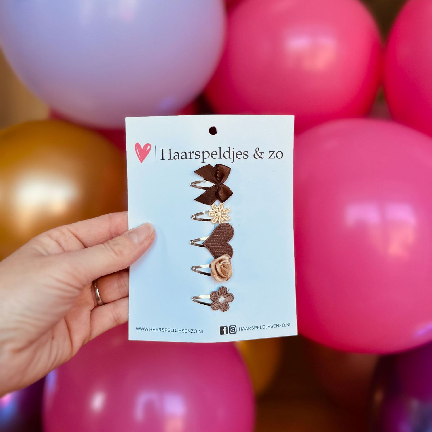 Baby haarspeldjes - mini mix - 2cm groot - voor de eerste lokjes haar - bloemetjes - bruin