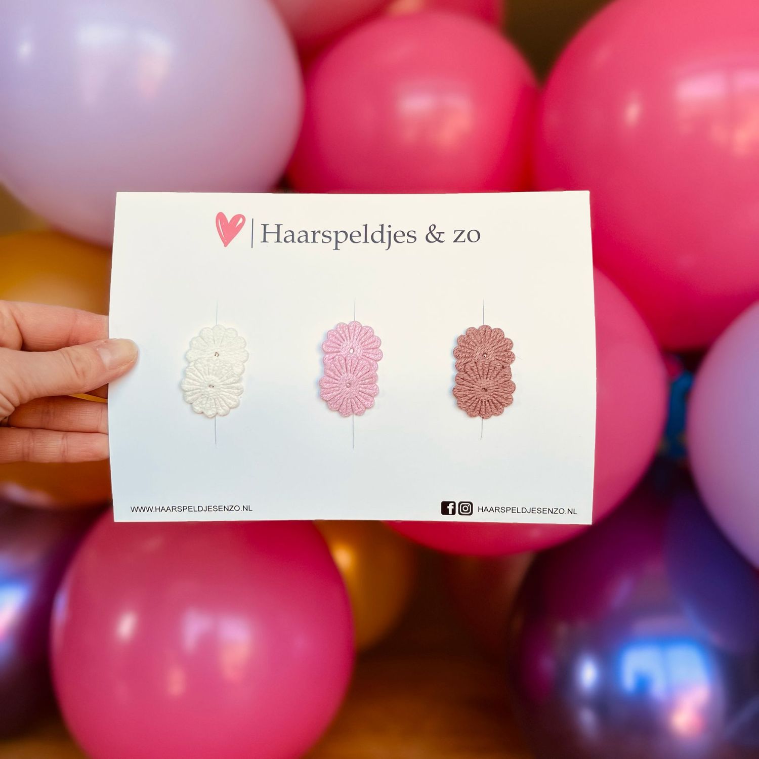 Haarspeldje antislip - baby&#39;s - kinderen - meisjes - bloemetjes - wit en roze