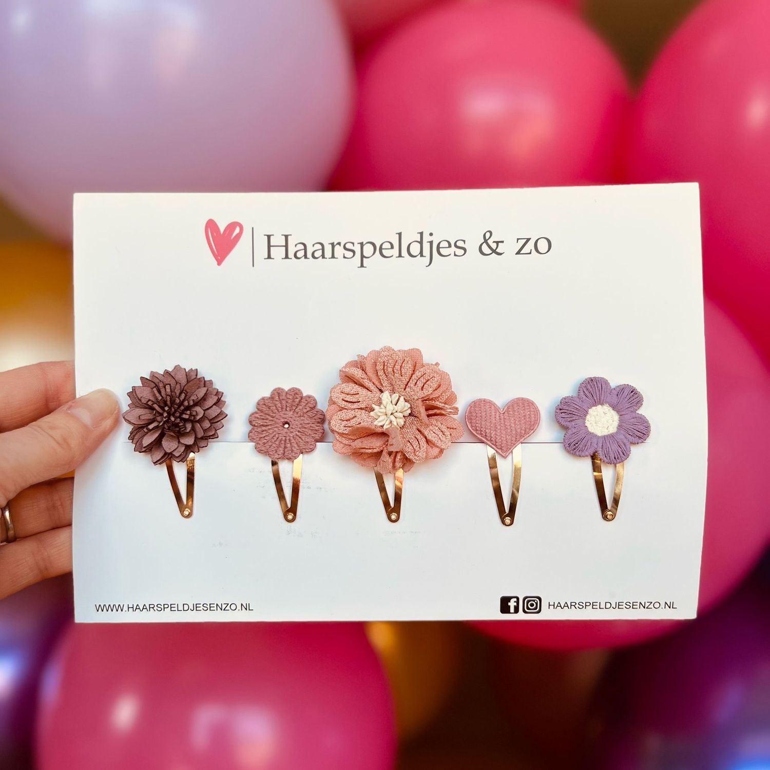 Try-out mix - mix van verschillende speldjes - bloemetjes - 4 cm speldjes - roze/paars