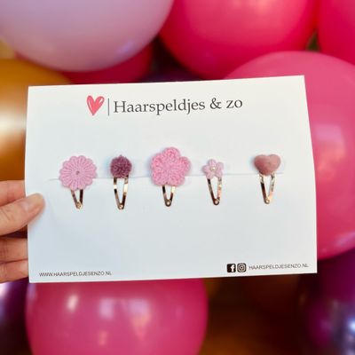 Try-out mix - mix van verschillende speldjes - bloemetjes - 3 cm speldjes - roze