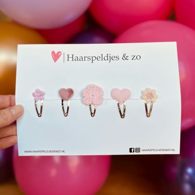 Try-out mix - mix van verschillende speldjes - bloemetjes - 3 cm speldjes - roze