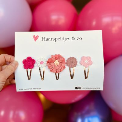Try-out mix - mix van verschillende speldjes - bloemetjes - 5 cm speldjes - roze
