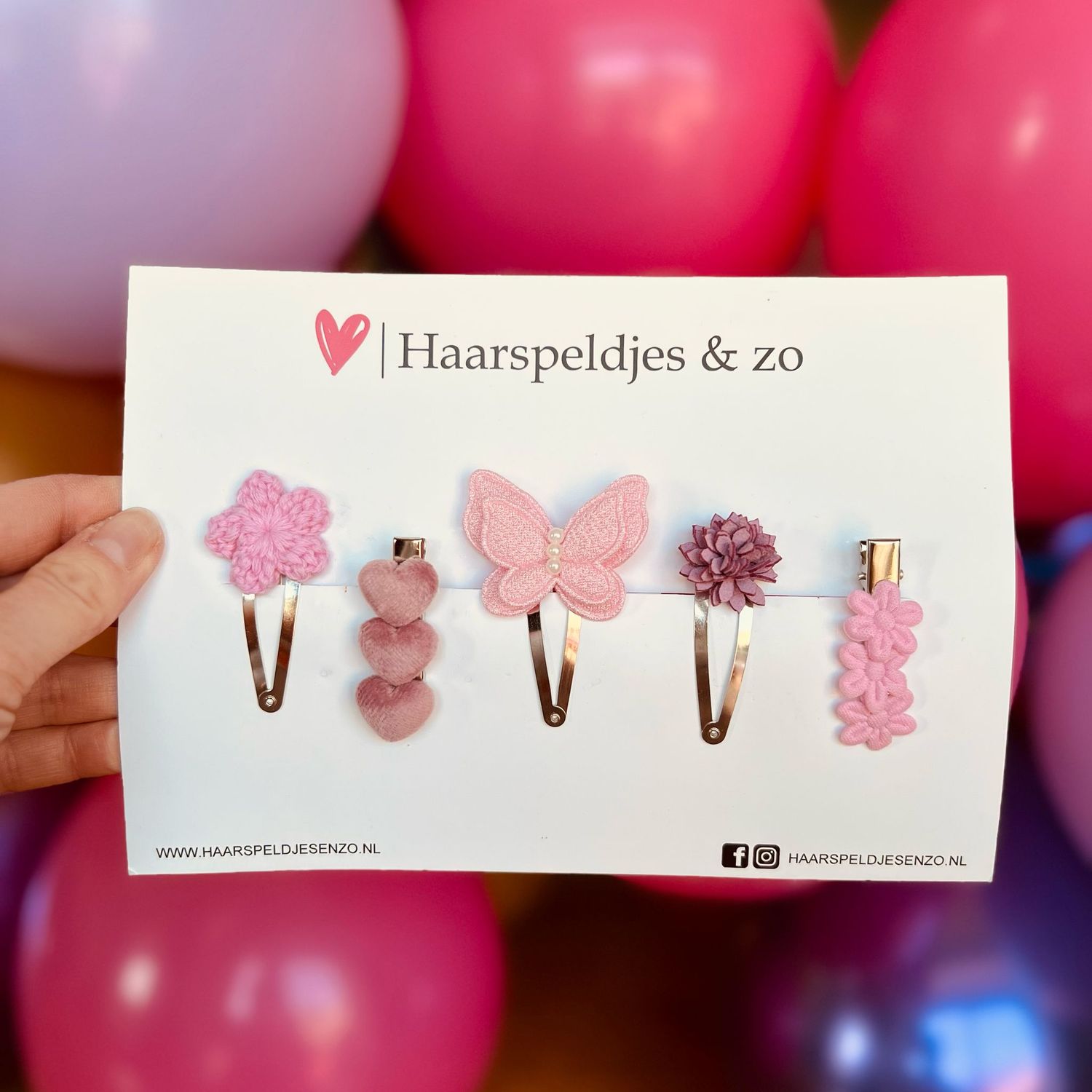 Try-out mix - mix van verschillende speldjes - bloemetjes - 5 cm speldjes - roze