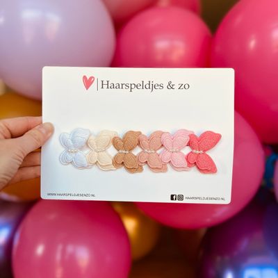 Haarspeldje butterfly - vlinders - haarclip - wit - beige - khaki -roze